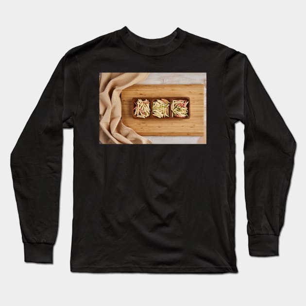 Colorful pasta on a wooden board Long Sleeve T-Shirt by naturalis